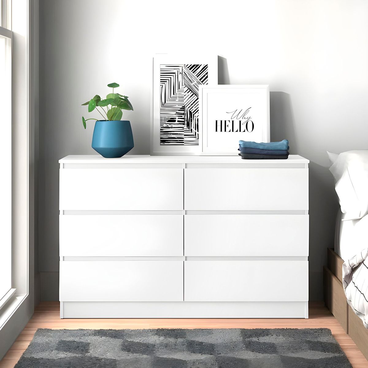 GENERICO - Cómoda Francine 6 Cajones Blanco 120 cm Huk