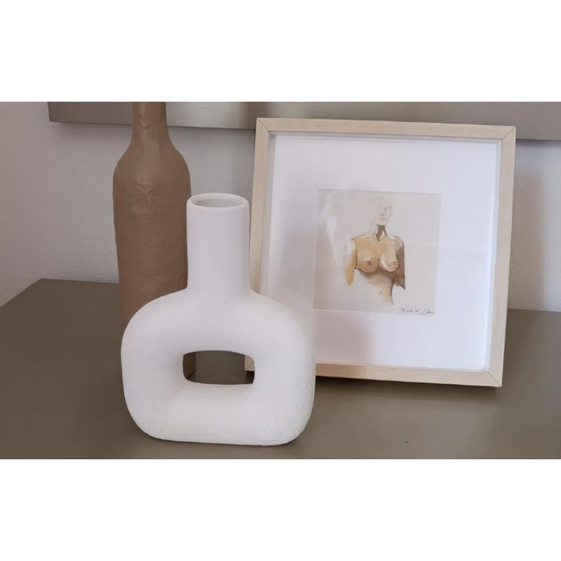 GENERICO - Jarron Florero Deco Nórdico De Cerámica Blanco Zalmohadaspe