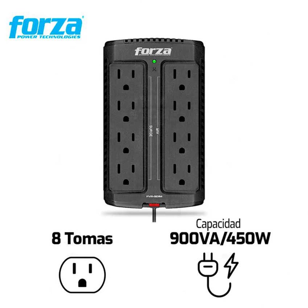 FORZA - Estabilizador FORZA FVR-902 900VA/450W 8 Tomas