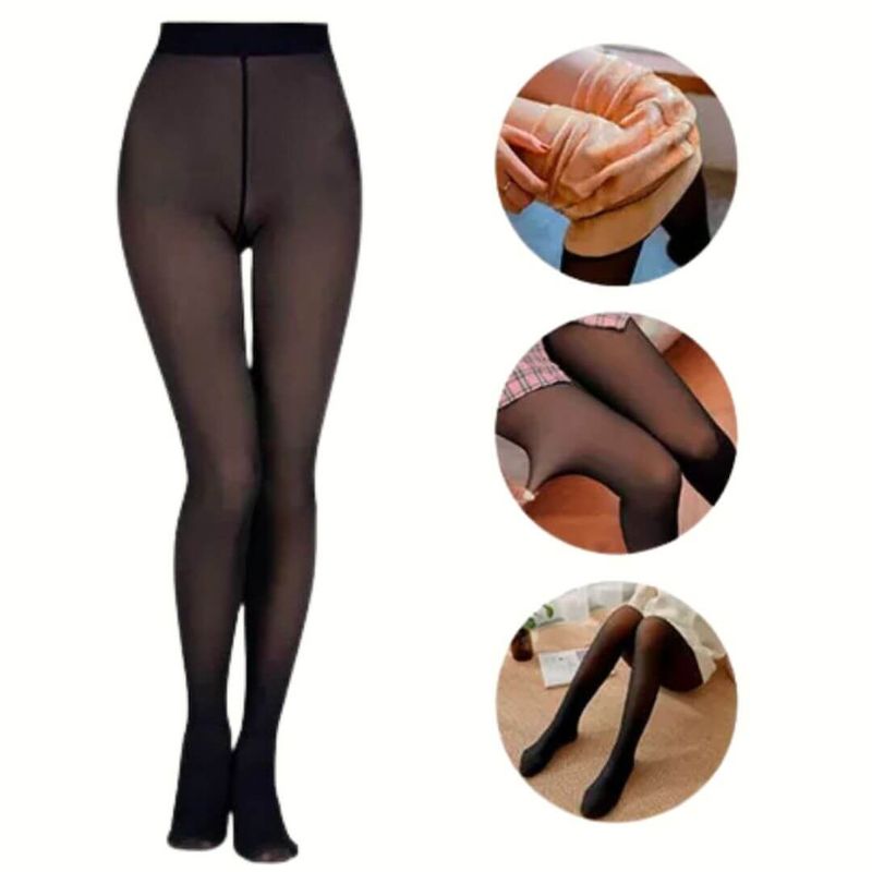 GENERICO - Pantys Efecto Piel con Forro Traslúcido Negro - Tallas S hasta XL