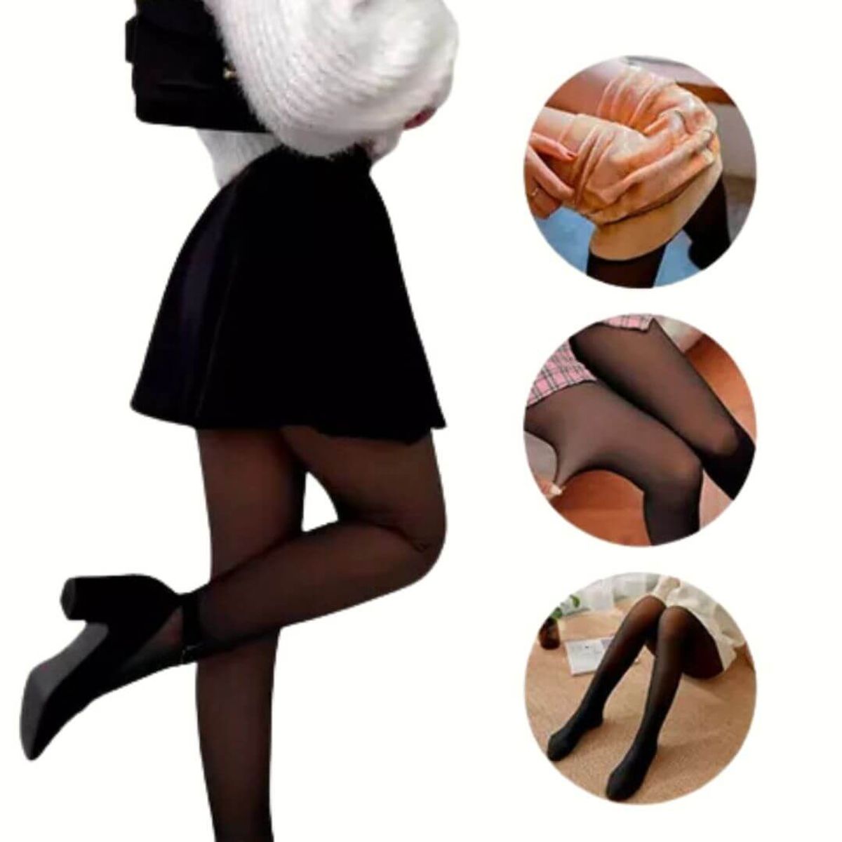 GENERICO - Pantys Efecto Piel con Forro Traslúcido Negro - Tallas S hasta XL