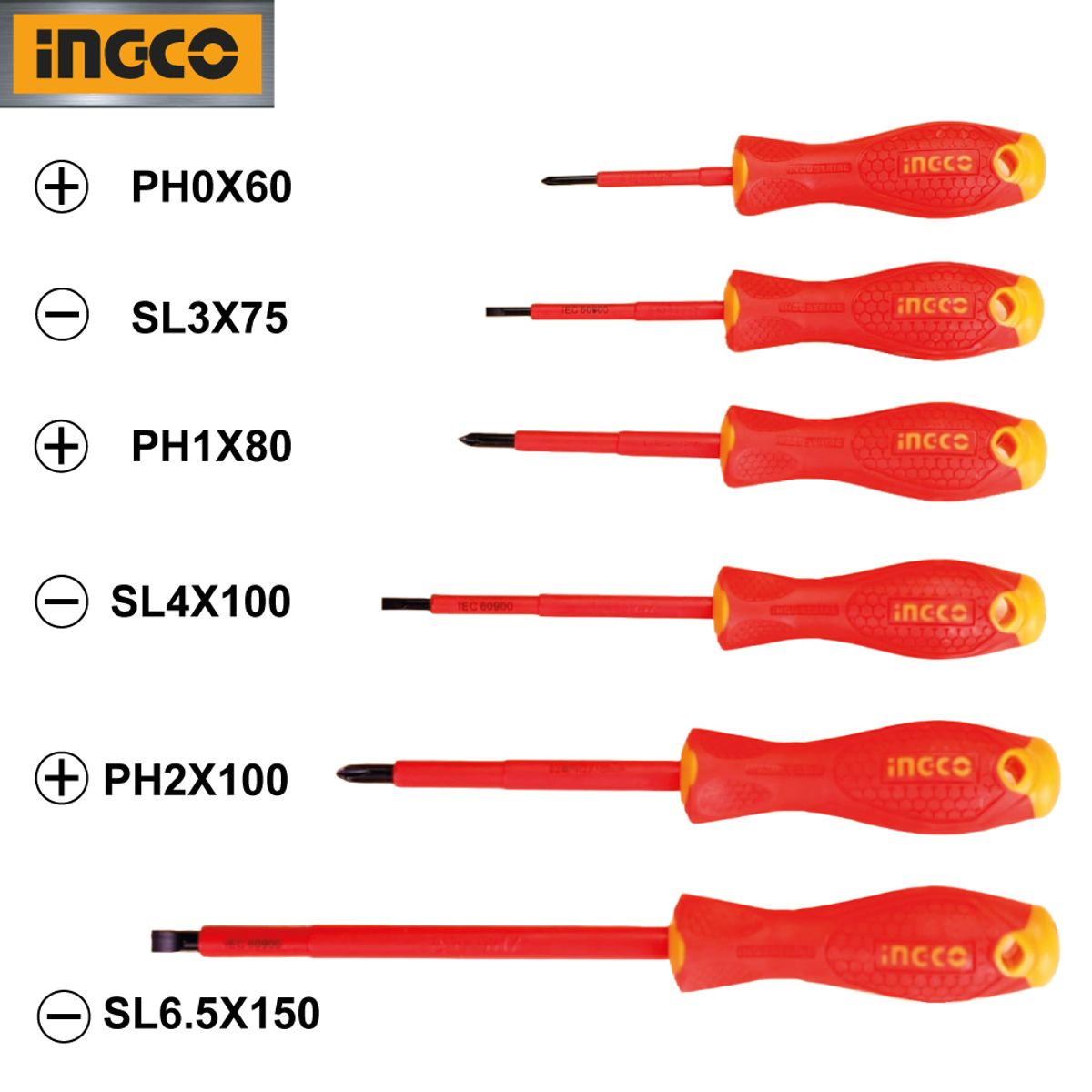 INGCO TOOLS - Set 6 Piezas Destornilladores Con Aislante INGCO HKISD0608