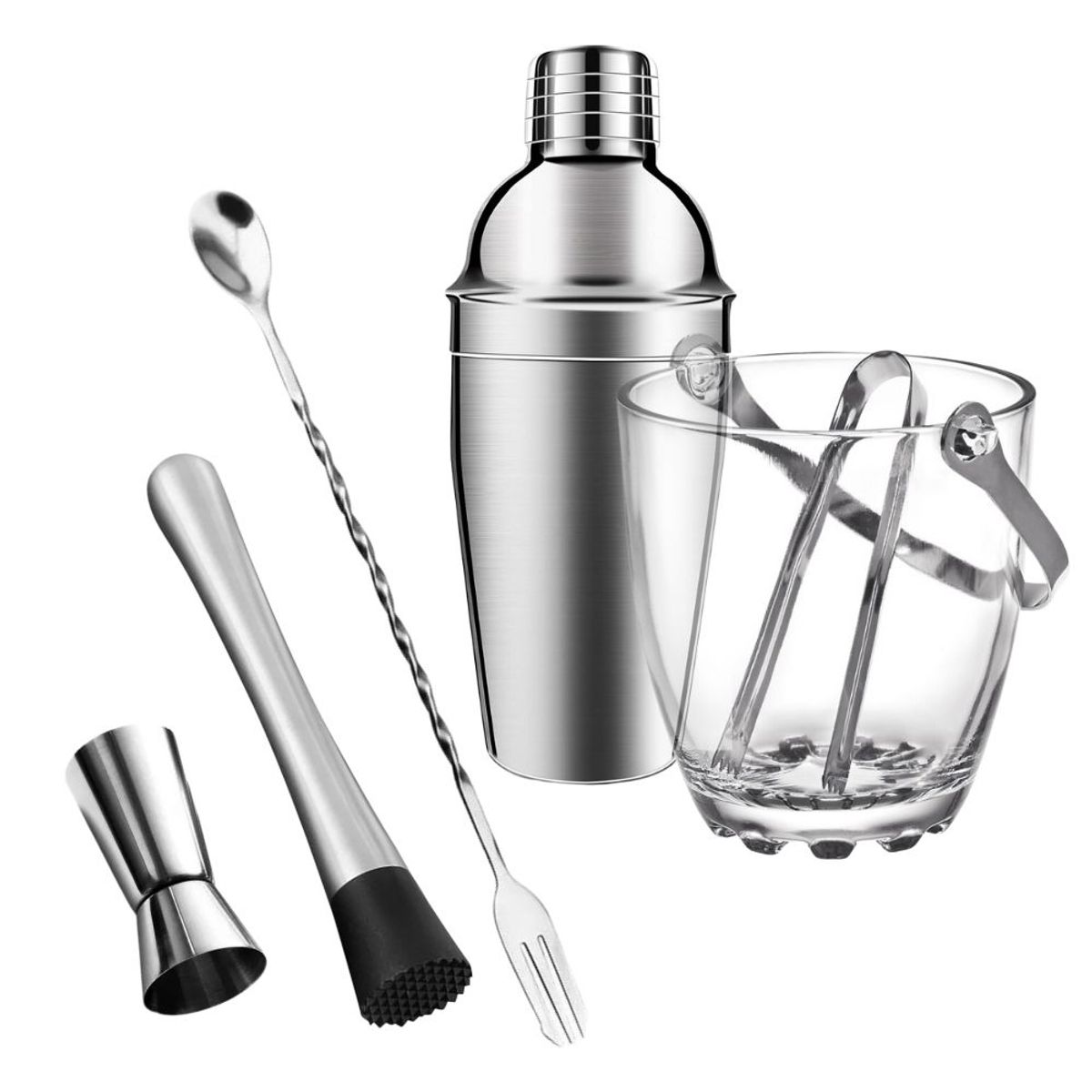 INSPIRA - Kit de Bar Coctelería Hielera Mortero Coctelera Cuchara y Onzera