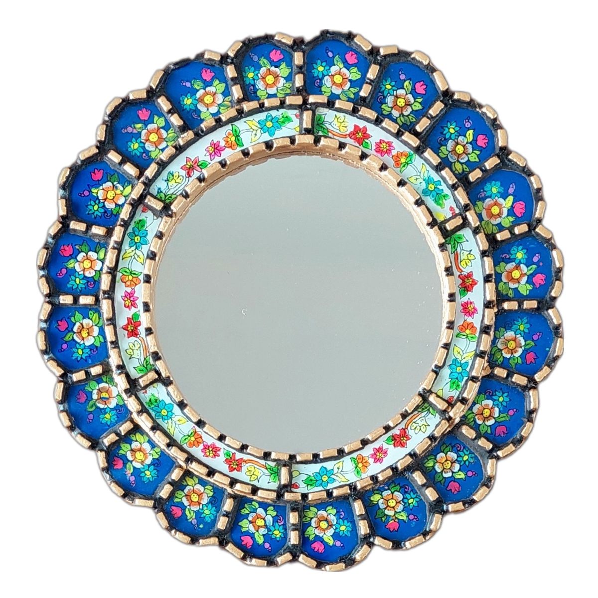 GENERICO - Espejo circular decorativo pintado Azul