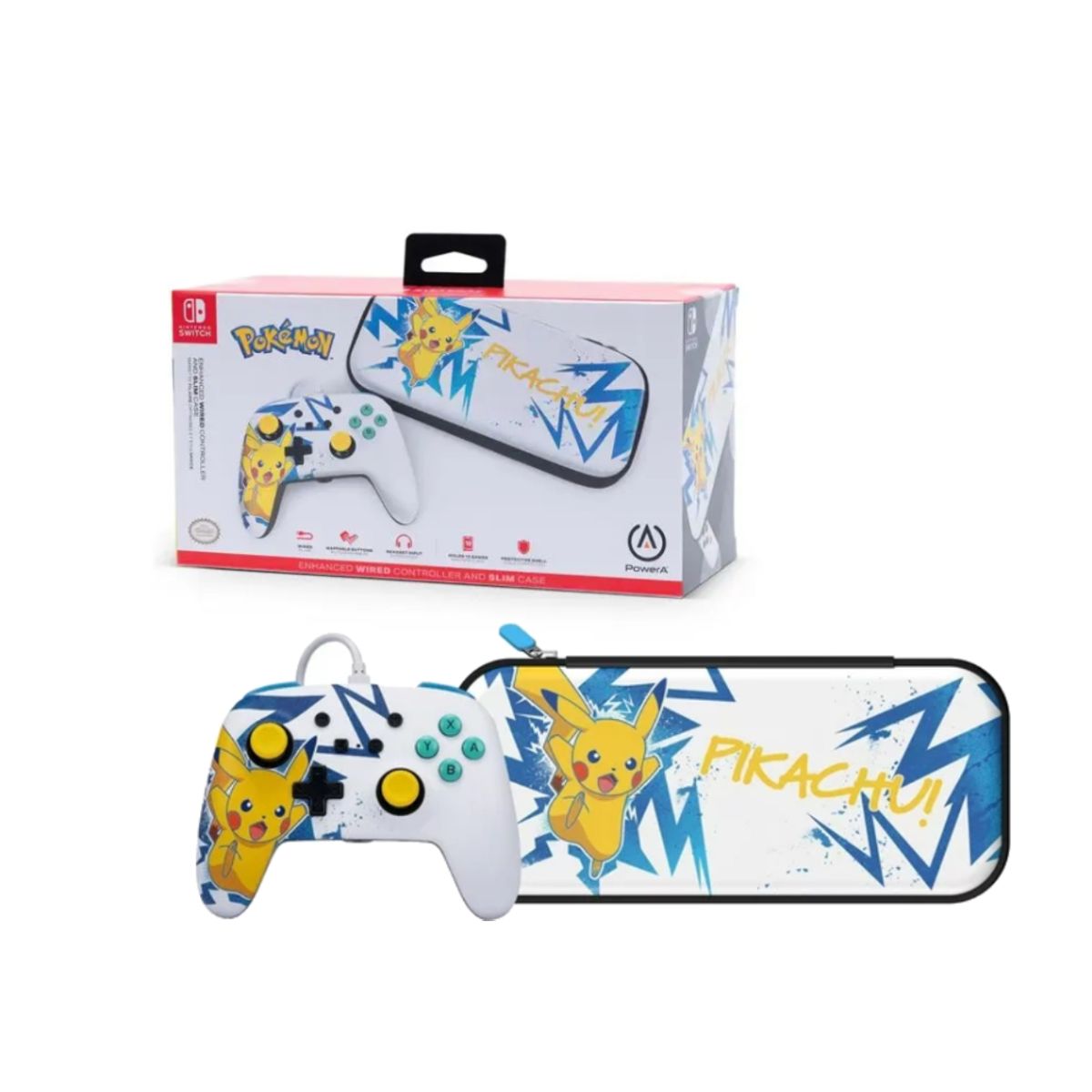 NINTENDO - Control y Funda Delgada para Nintendo Switch Pikachu Alto Voltaje