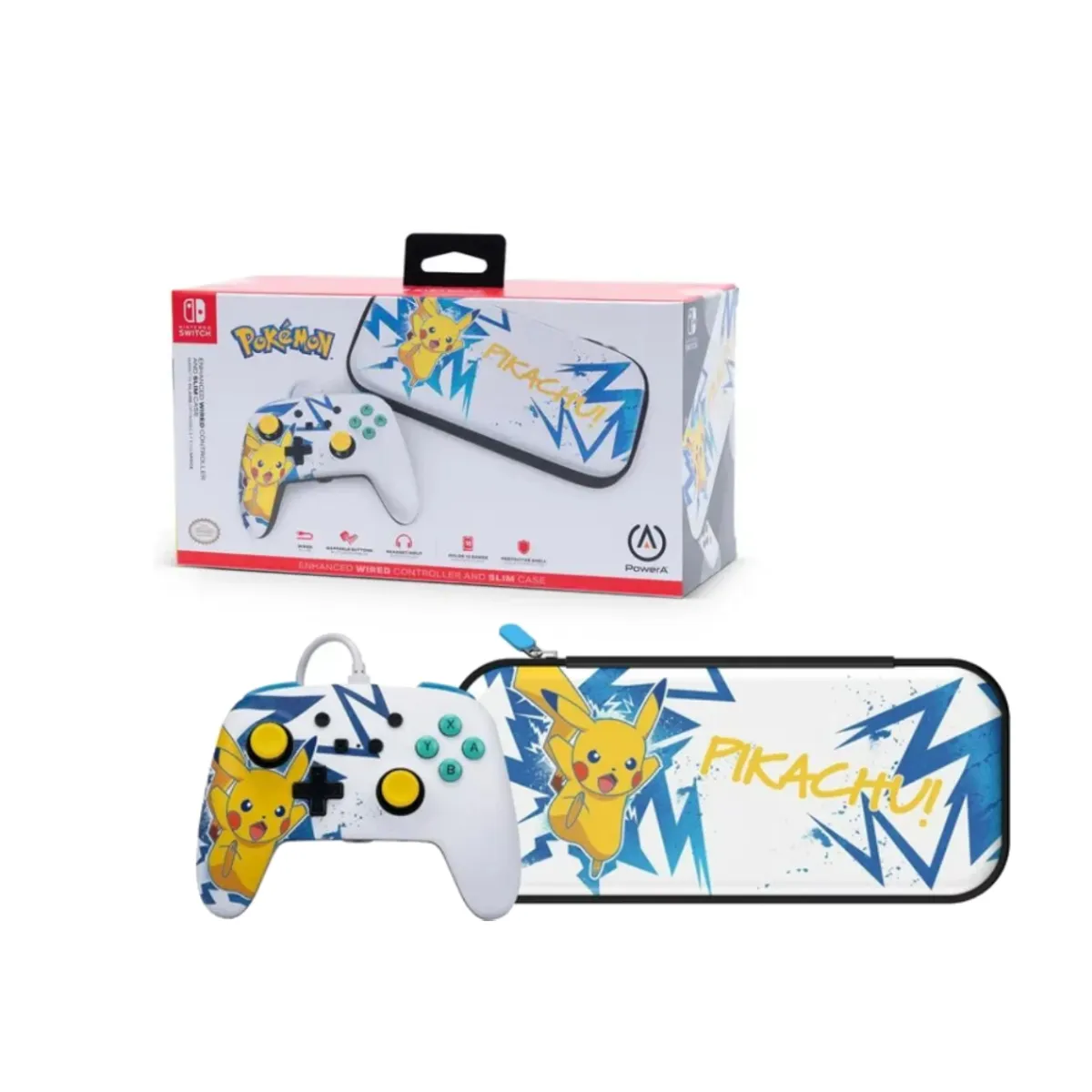 NINTENDO - Control y Funda Delgada para Nintendo Switch Pikachu Alto Voltaje
