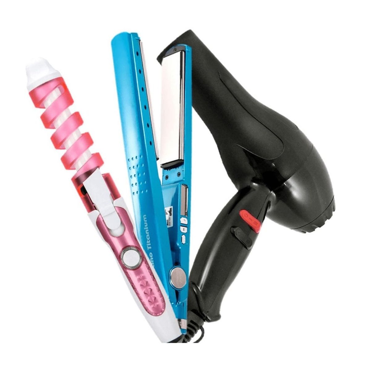 OTTOWARE - Combo Nano Titanium Plancha + Rizador Ondulador + Secador 1500Watts