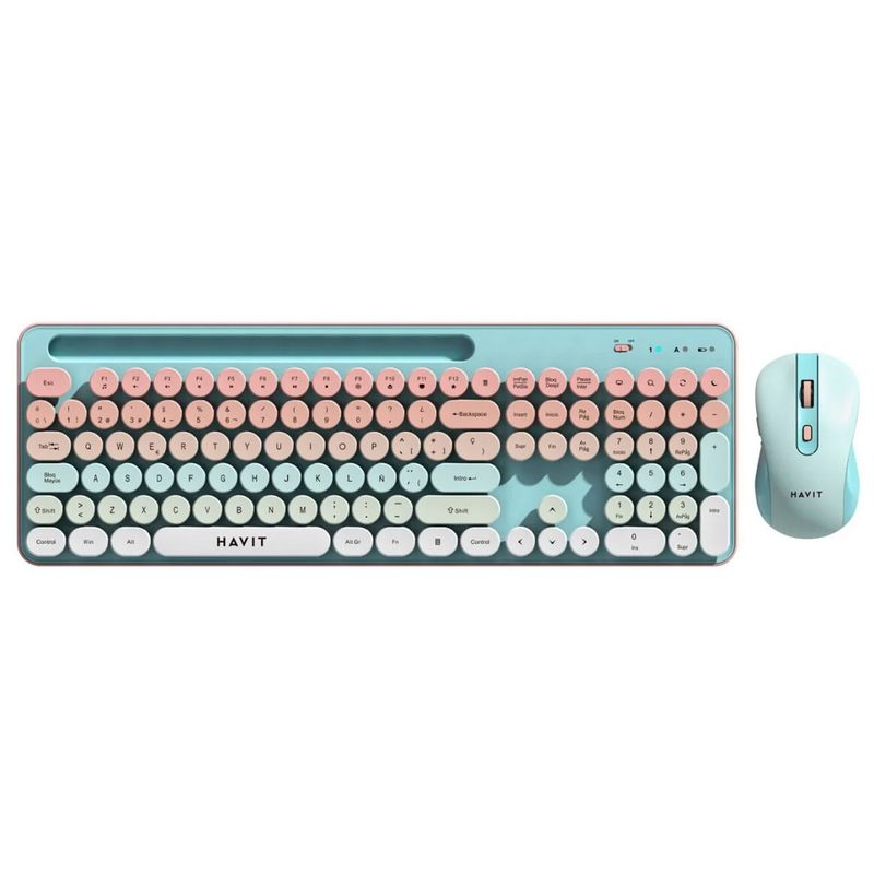 HAVIT - Kit Teclado Y Mouse Inalambrico Havit Kb832gcm-sp Celeste