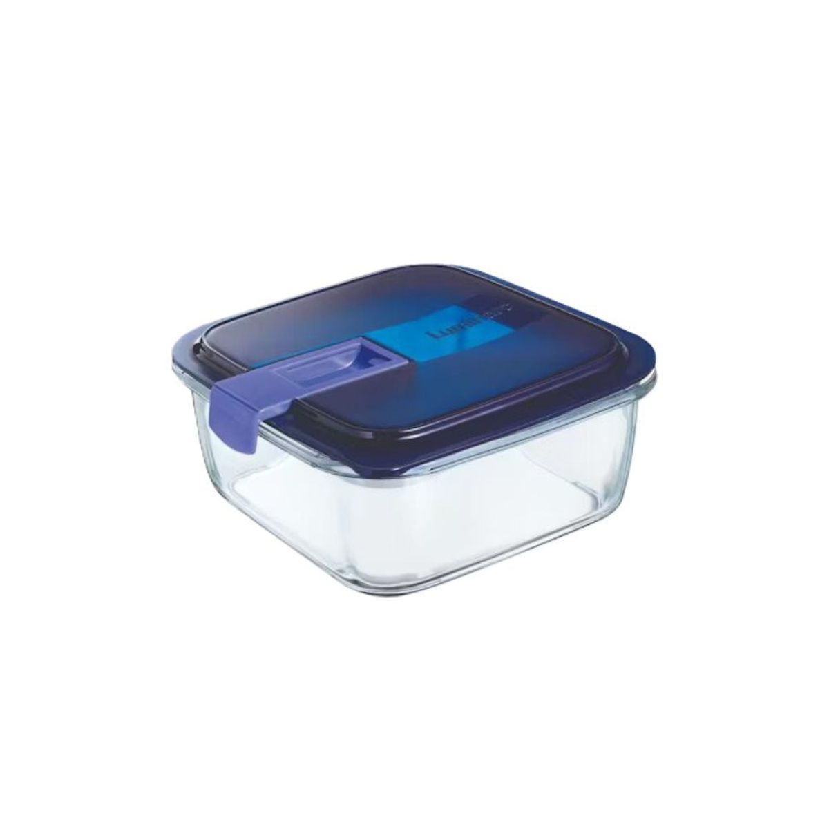 LUMINARC - Taper de vidrio cuadrado 122 cl con Tapa Azul Easy Box Active