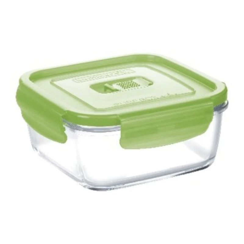 LUMINARC - Taper de vidrio cuadrado 760 ml con Tapa Verde Pure Box Active