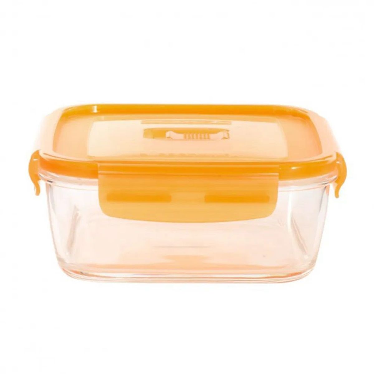 LUMINARC - Taper de vidrio cuadrado 380 ml con Tapa naranja Pure Box Active