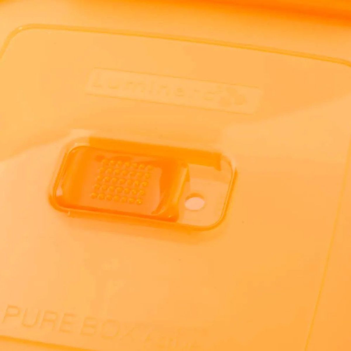 LUMINARC - Taper de vidrio cuadrado 380 ml con Tapa naranja Pure Box Active