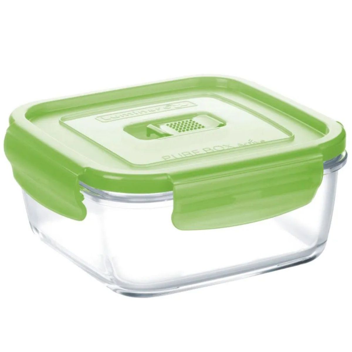 LUMINARC - Taper de vidrio cuadrado 380 ml con Tapa Verde Pure Box Active