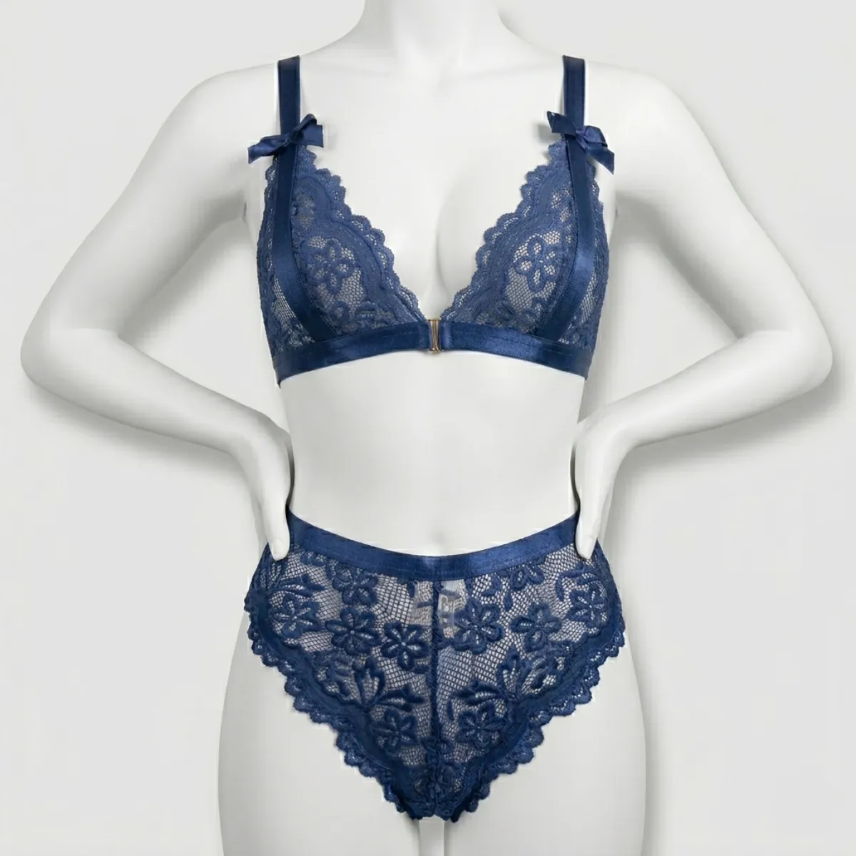 GENERICO - Lencería sexy erótica dos piezas-Azul
