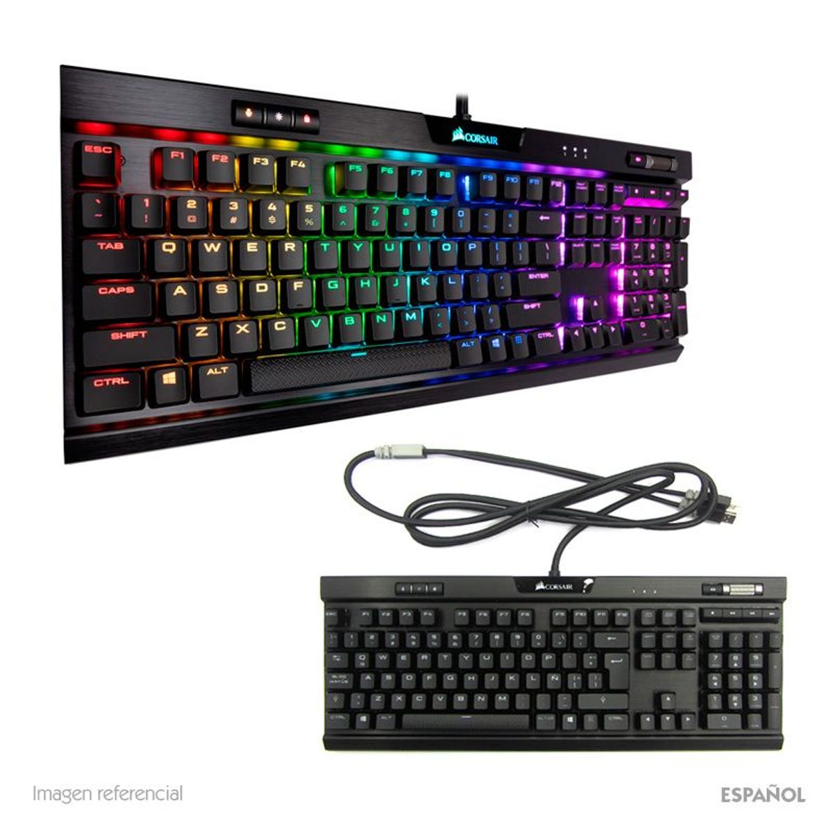 CORSAIR - Teclado Corsair K70 RGB  mecánico Multimedia USB retroiluminado