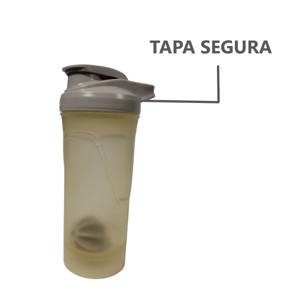 GENERICO - Tomatodo para batido shaker deportivo beige de 600ML