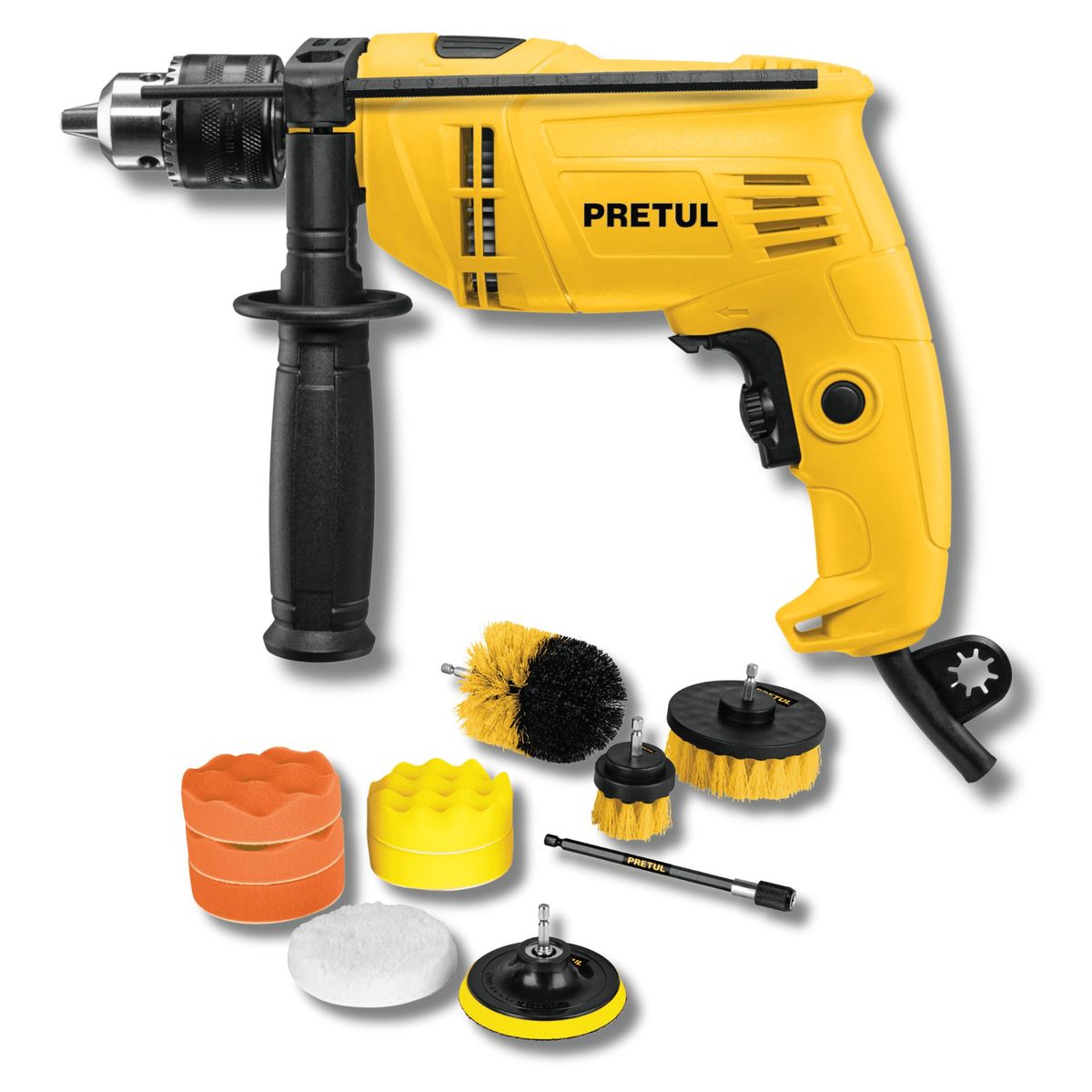 PRETUL - Combo Taladro percutor 550w + Kit de limpieza Pretul