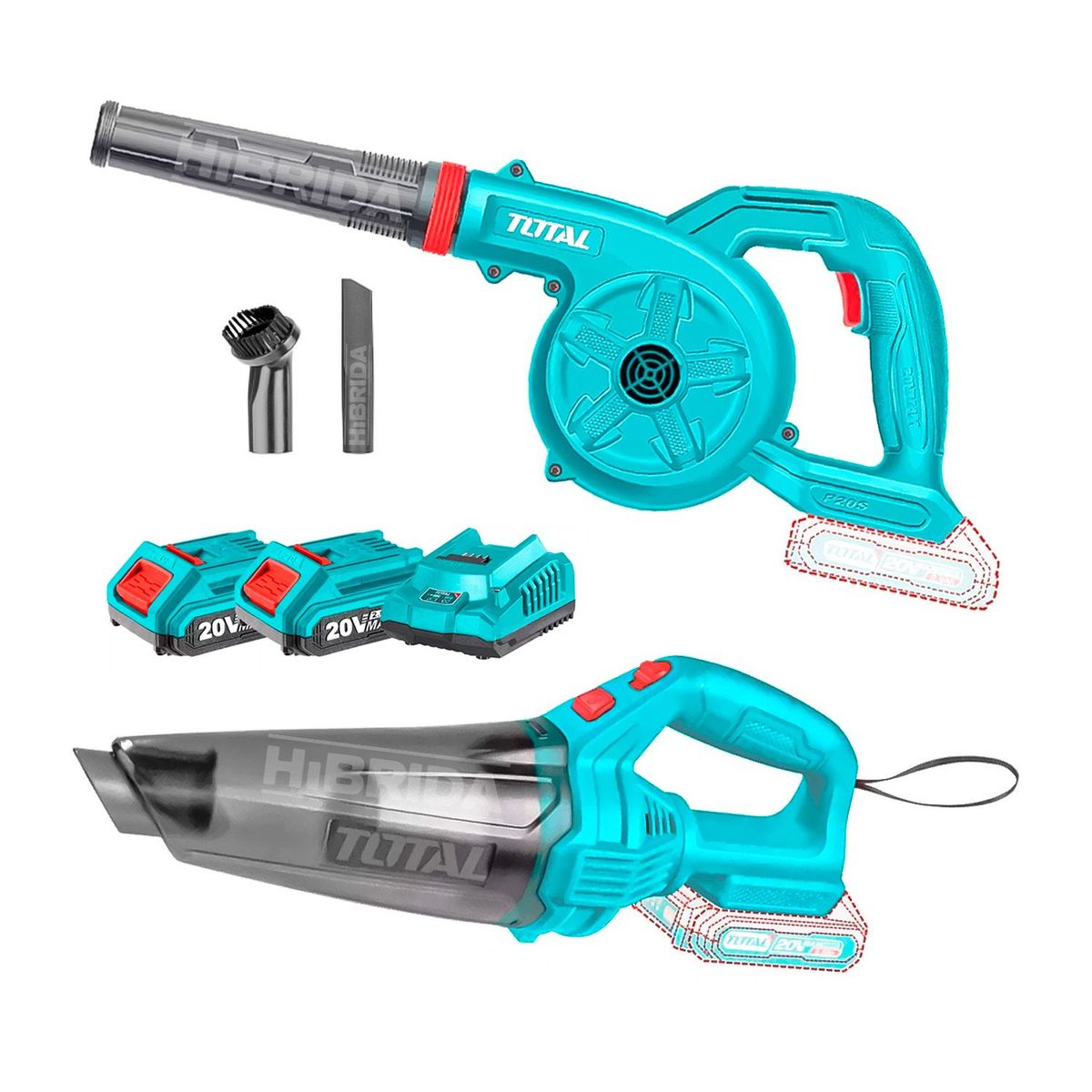 TOTAL TOOLS - SOPLADORA 20V MÁS ASPIRADORA INALÁMBRICA TOTAL 2BATERÍA - TOSLI230805