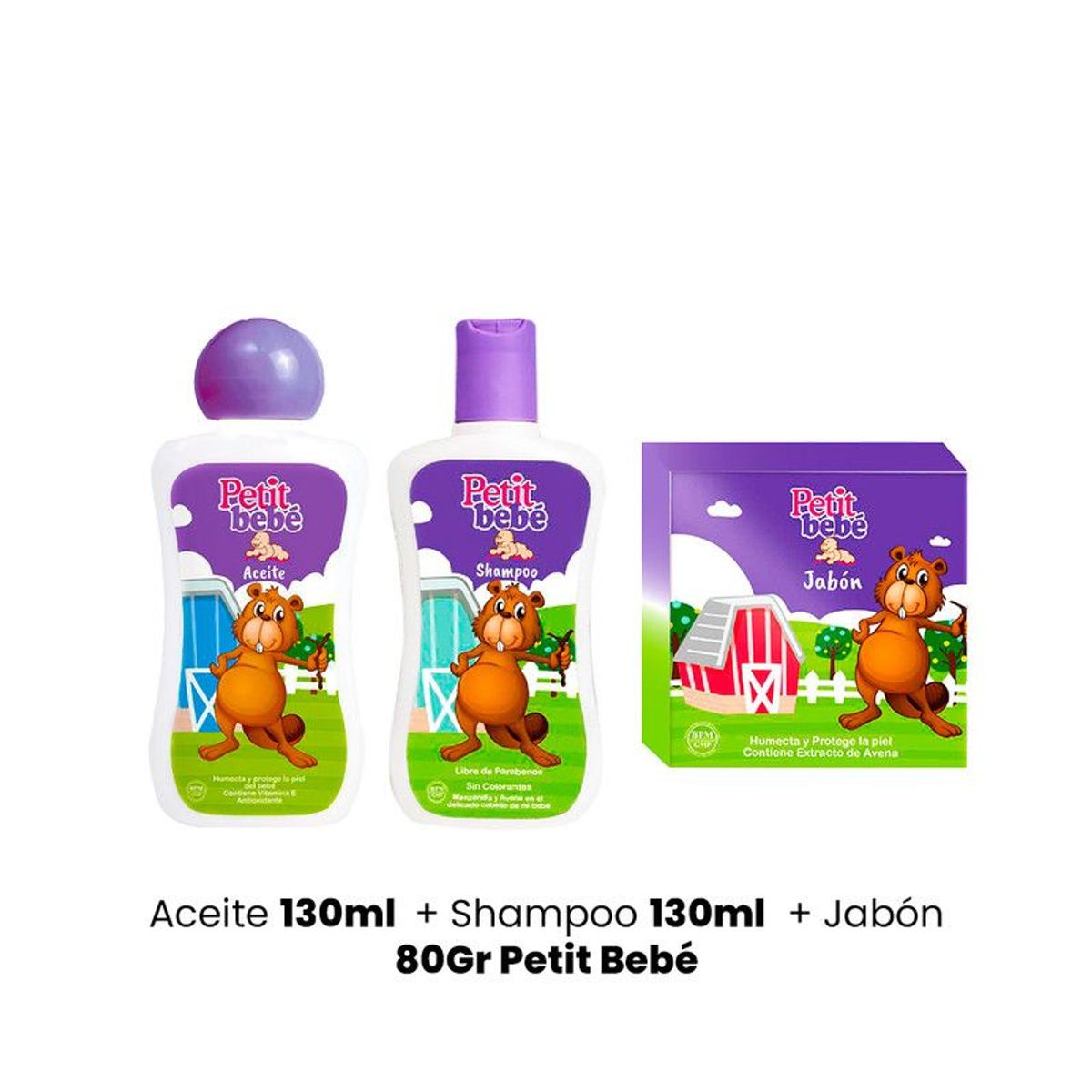 GENERICO - Aceite 130ml + Shampoo 130ml + Jabón 80Gr Petit Bebé