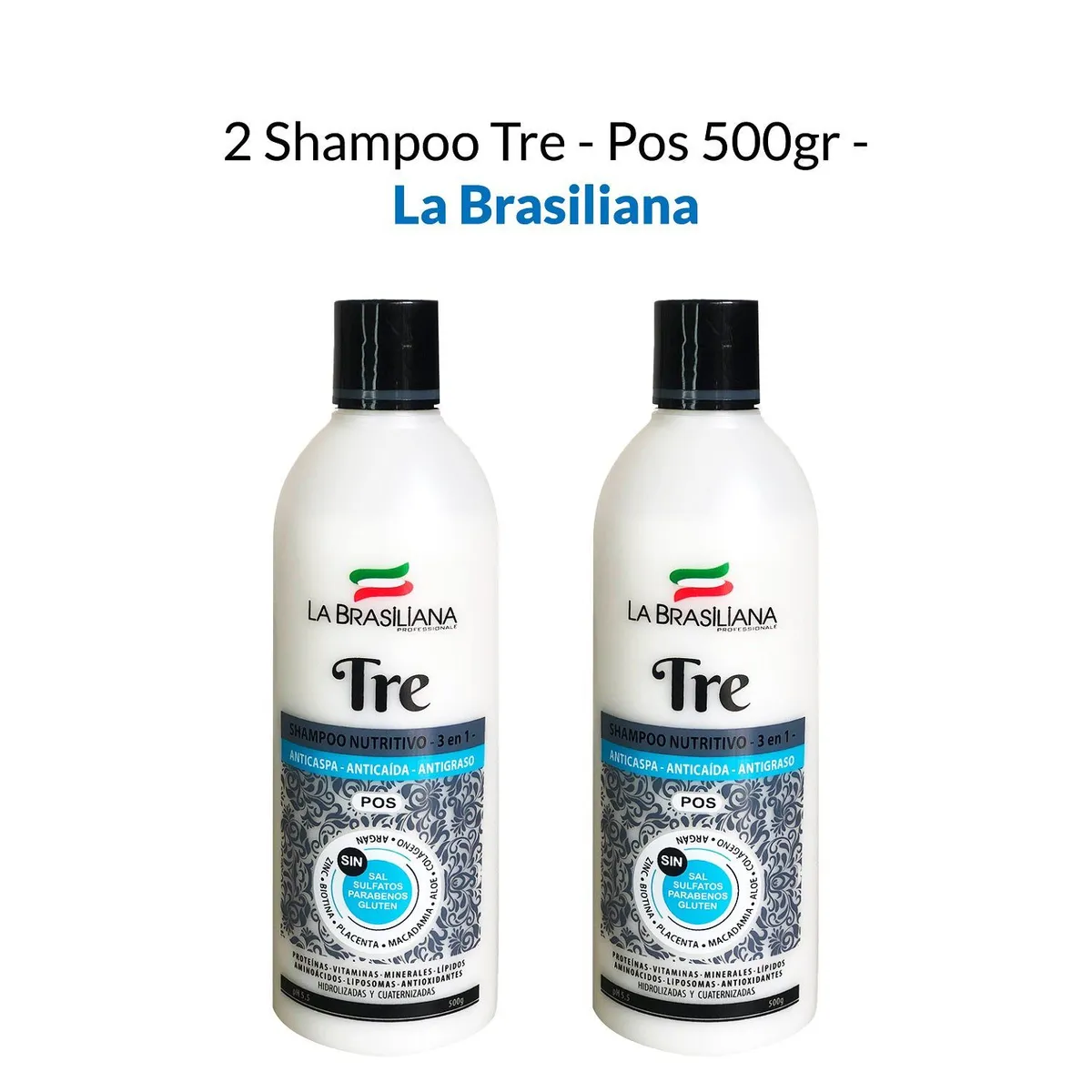 LA BRASILIANA - Shampoo Tre Pos La Brasiliana 500Gr 2 Unidades
