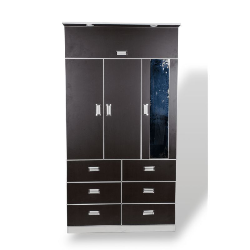 MUEBLES MACRUMO - Ropero de 100cm con dicroicos - Color Wengue - Armado