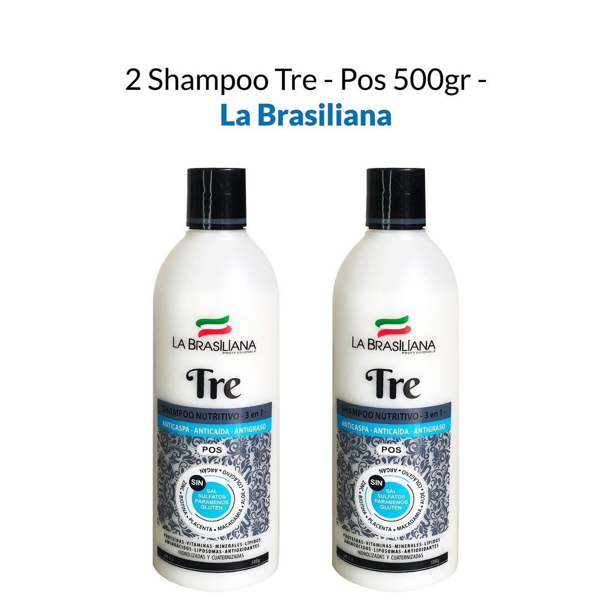 LA BRASILIANA - Shampoo Tre Pos La Brasiliana 500Gr 2 Unidades