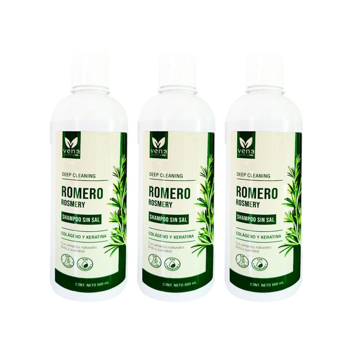 GENERICO - Shampoo Romero Sin Sal Vena 500ml 3 Unidades