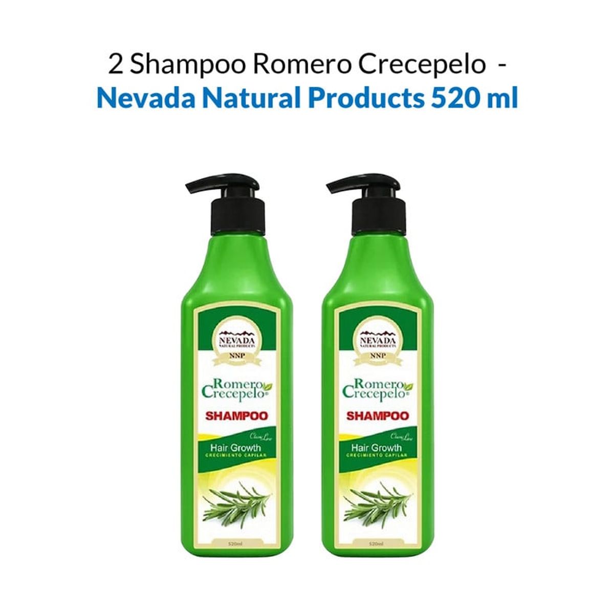 NEVADA NATURAL PRODUCTS - Shampoo Romero Crecepelo 520ml 2 Unidades