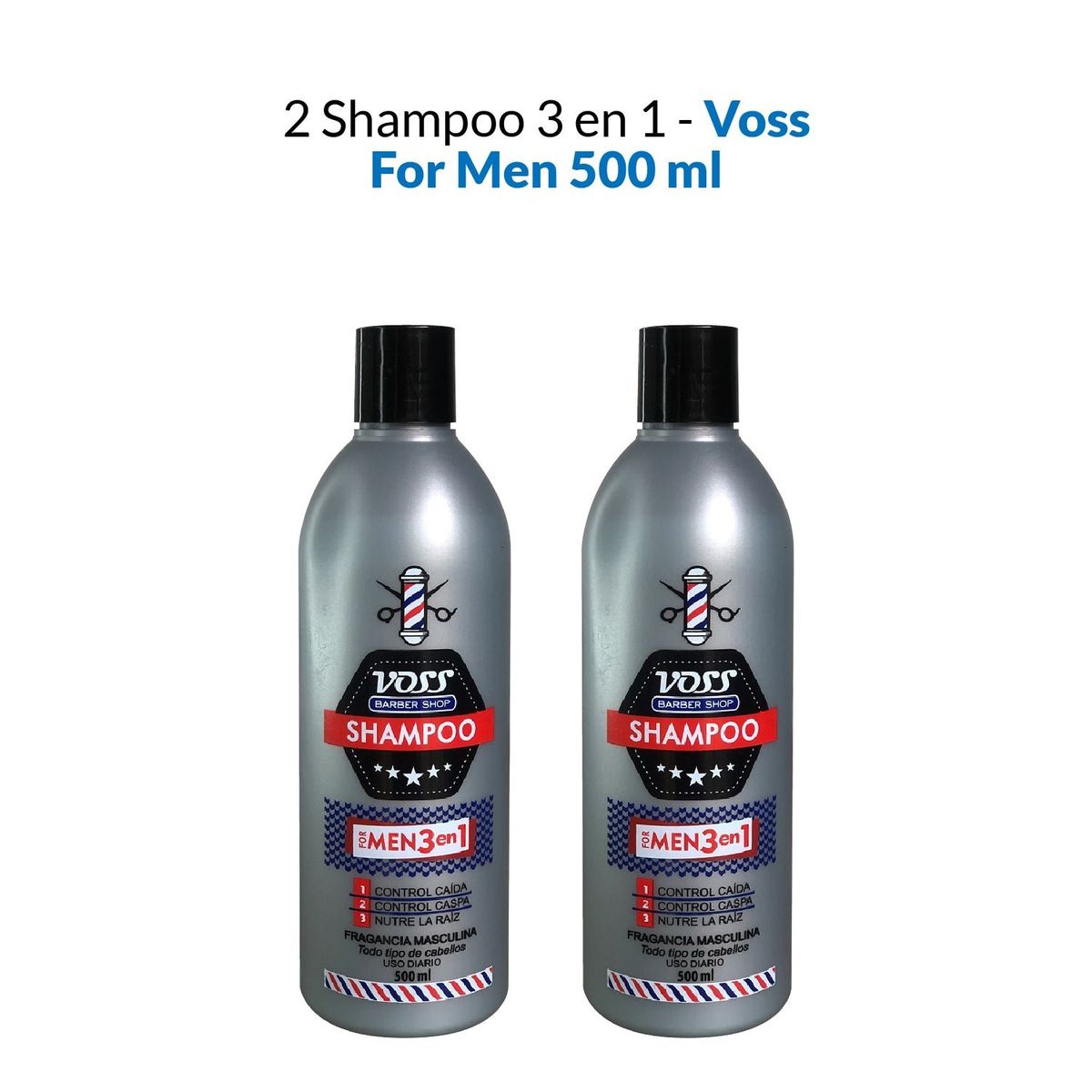 VOSS - Shampoo 3 En 1 For Men Voss 500ml 2 Unidades