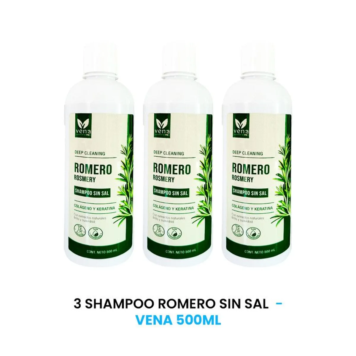 GENERICO - Shampoo Romero Sin Sal Vena 500ml 3 Unidades