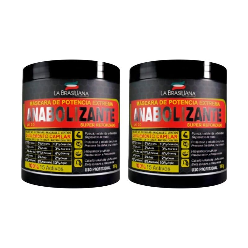 LA BRASILIANA - Máscara Anabolizante para cabello La Brasiliana 1000Gr 2 Unidades