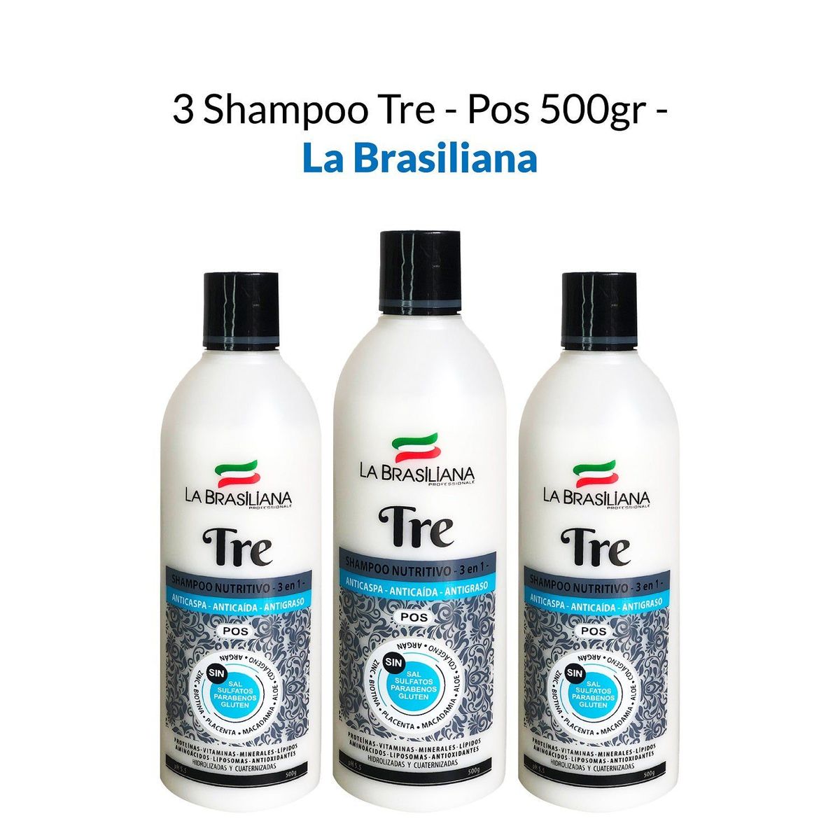 LA BRASILIANA - Shampoo Tre Pos La Brasiliana 500Gr 3 Unidades