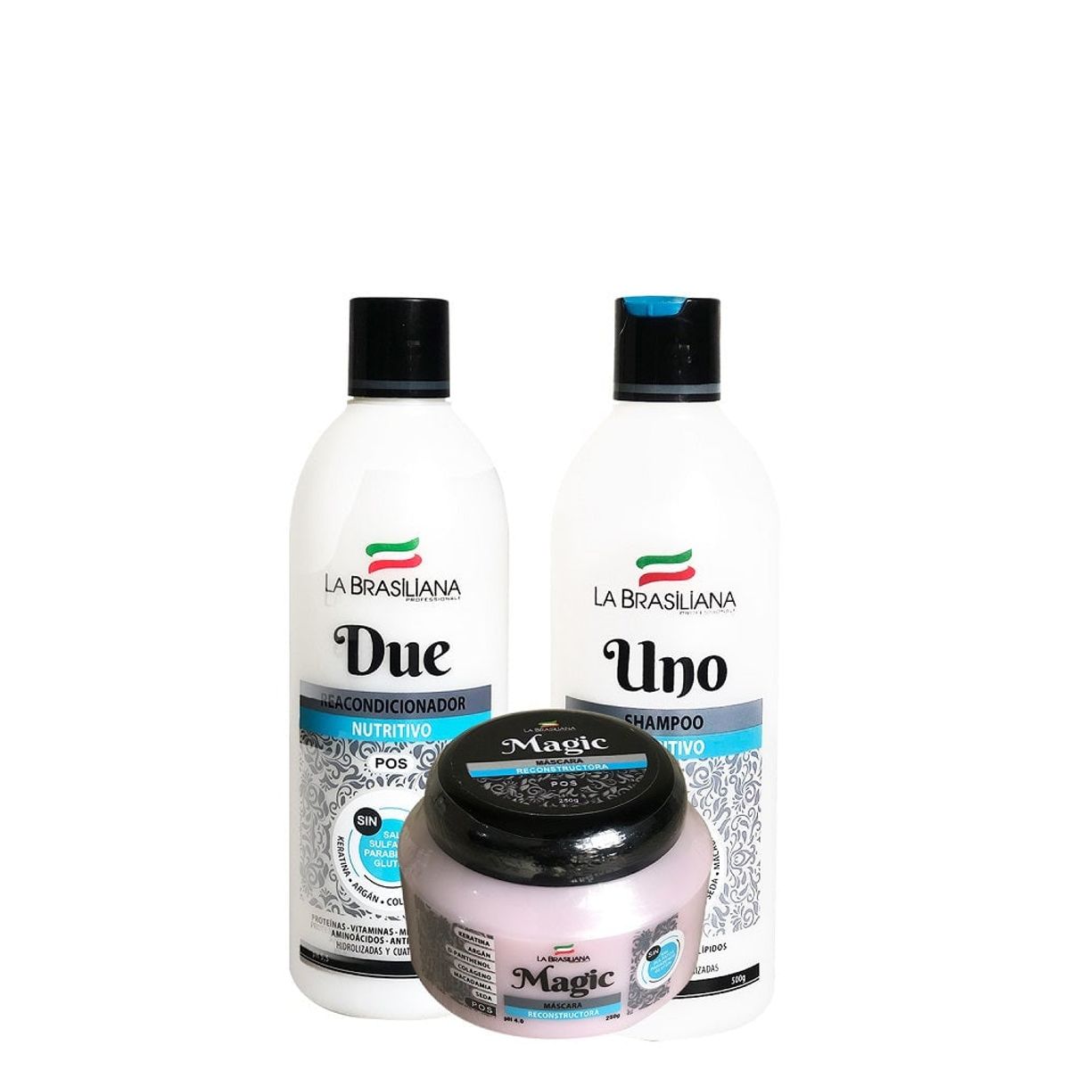 LA BRASILIANA - Uno 500Gr + Due 500Gr + Mascara Reconstructora 250Gr La Brasiliana