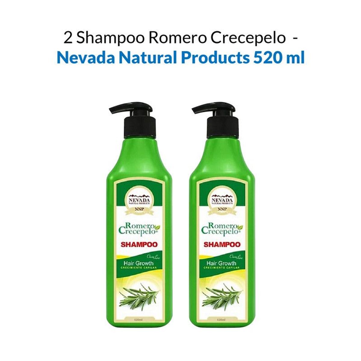 NEVADA NATURAL PRODUCTS - Shampoo Romero Crecepelo 520ml 2 Unidades