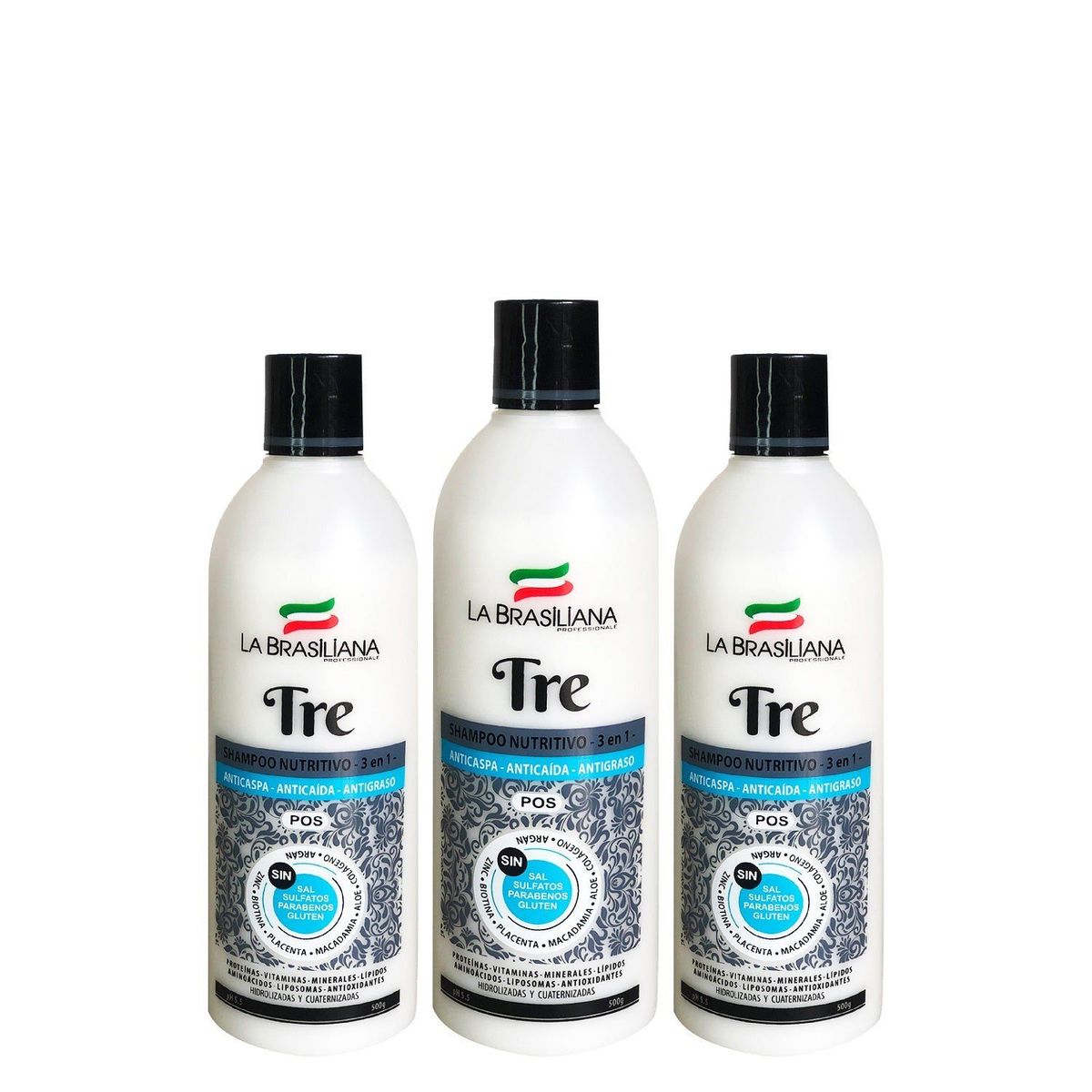 LA BRASILIANA - Shampoo Tre Pos La Brasiliana 500Gr 3 Unidades