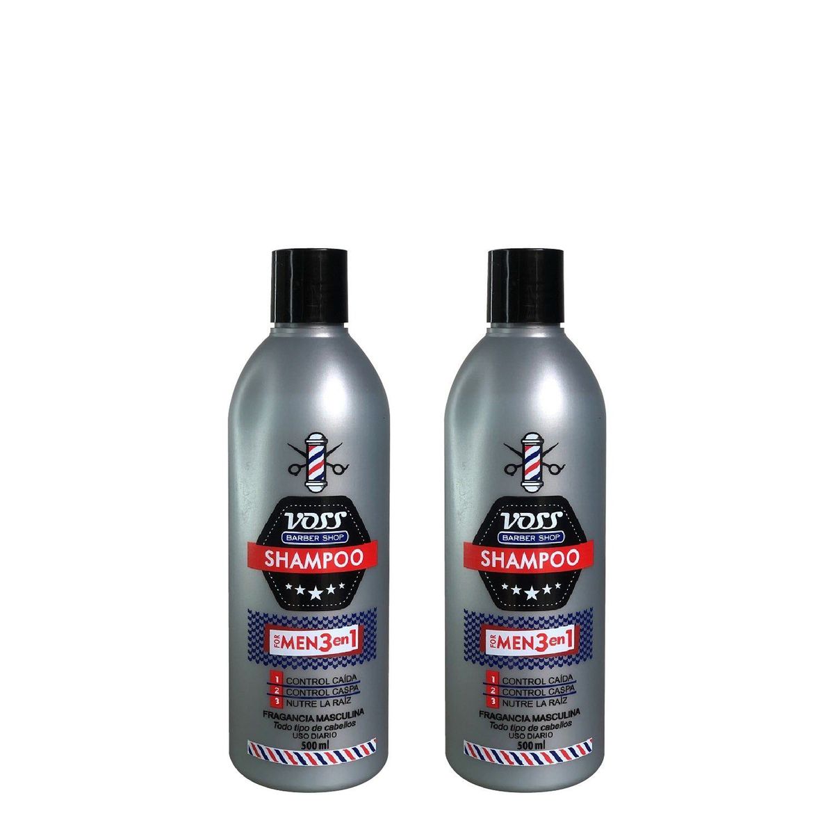 VOSS - Shampoo 3 En 1 For Men Voss 500ml 2 Unidades