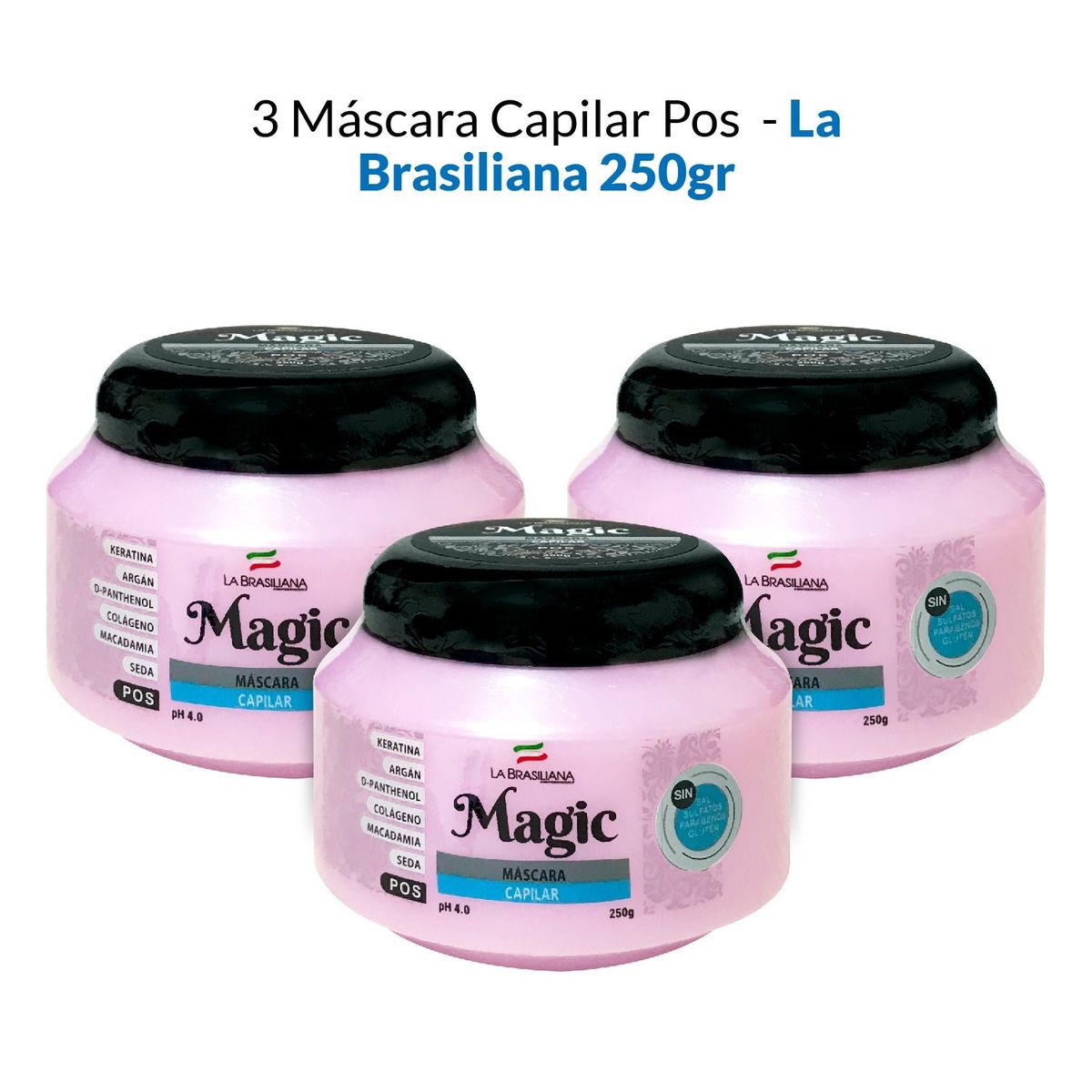LA BRASILIANA - Máscara Capilar Pos La Brasiliana 250Gr 3 Unidades