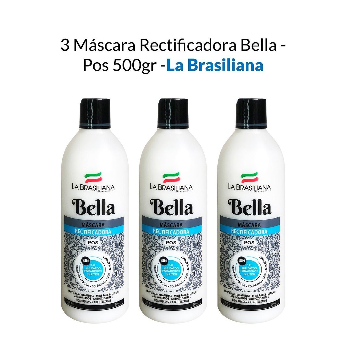 LA BRASILIANA - Máscara Rectificadora Bella Pos La Brasiliana 500Gr 3 Unidades