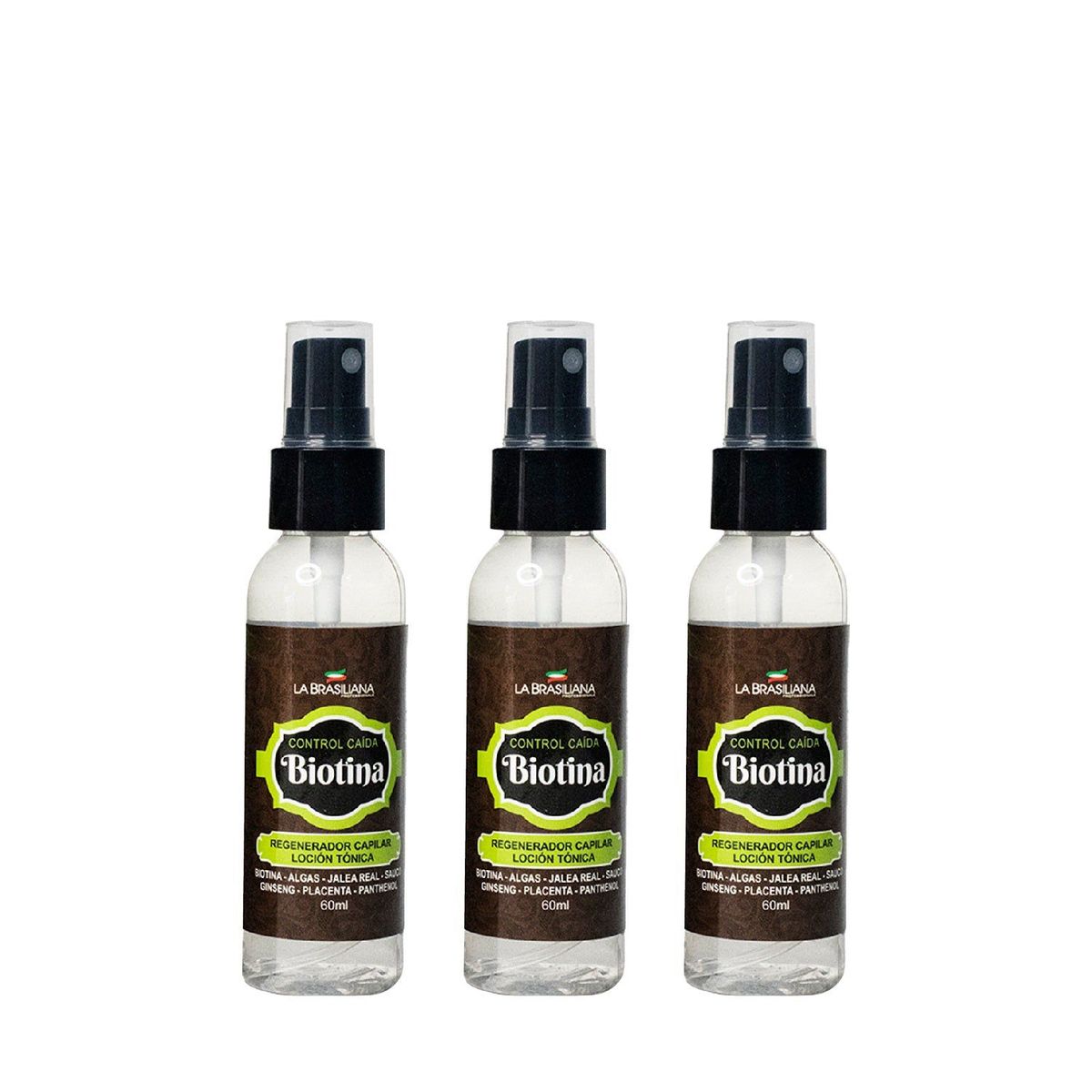 LA BRASILIANA - Biotina Control Caida Locion Tonica 60ml La Brasiliana 3 Unidades