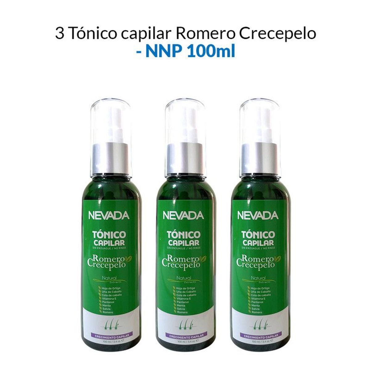 NEVADA NATURAL PRODUCTS - Romero Crecepelo Tonico Capilar Nevada 100ml 3 Unidades