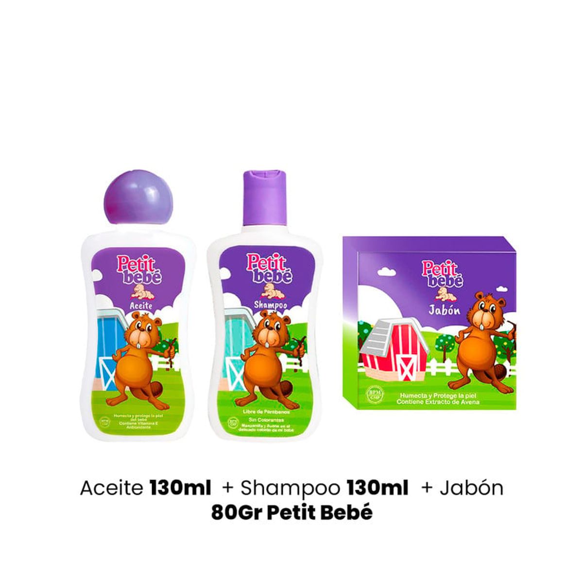 GENERICO - Aceite 130ml + Shampoo 130ml + Jabón 80Gr Petit Bebé