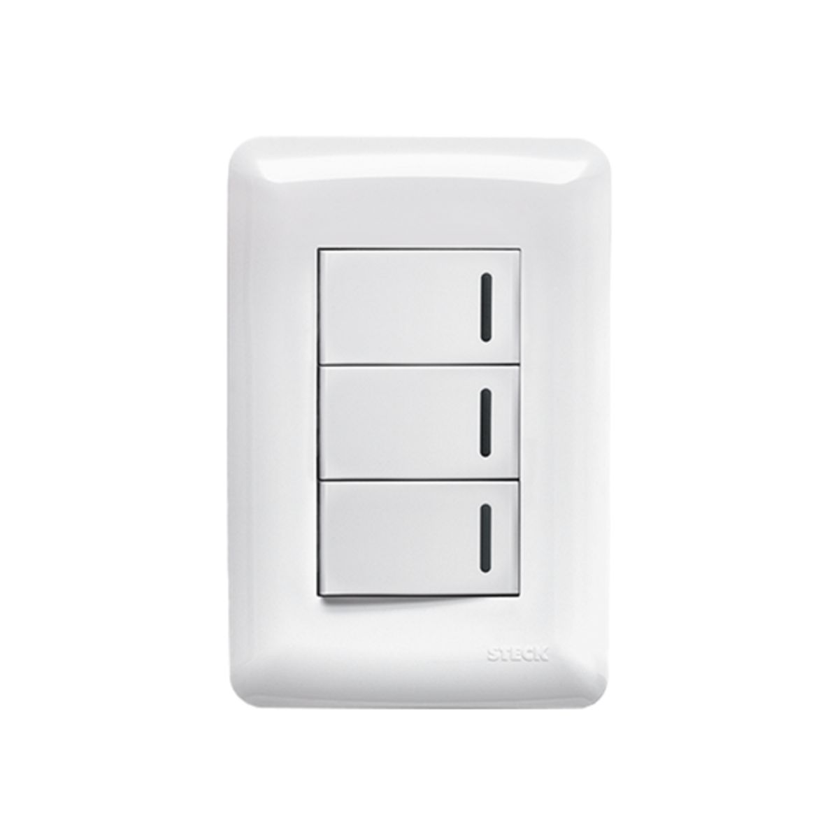 STECK - Interruptor Triple Simple 250V 10A Blanco