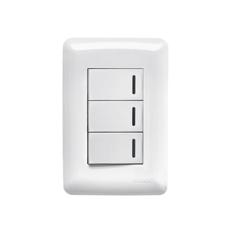 STECK - Interruptor Triple Simple 250V 10A Blanco