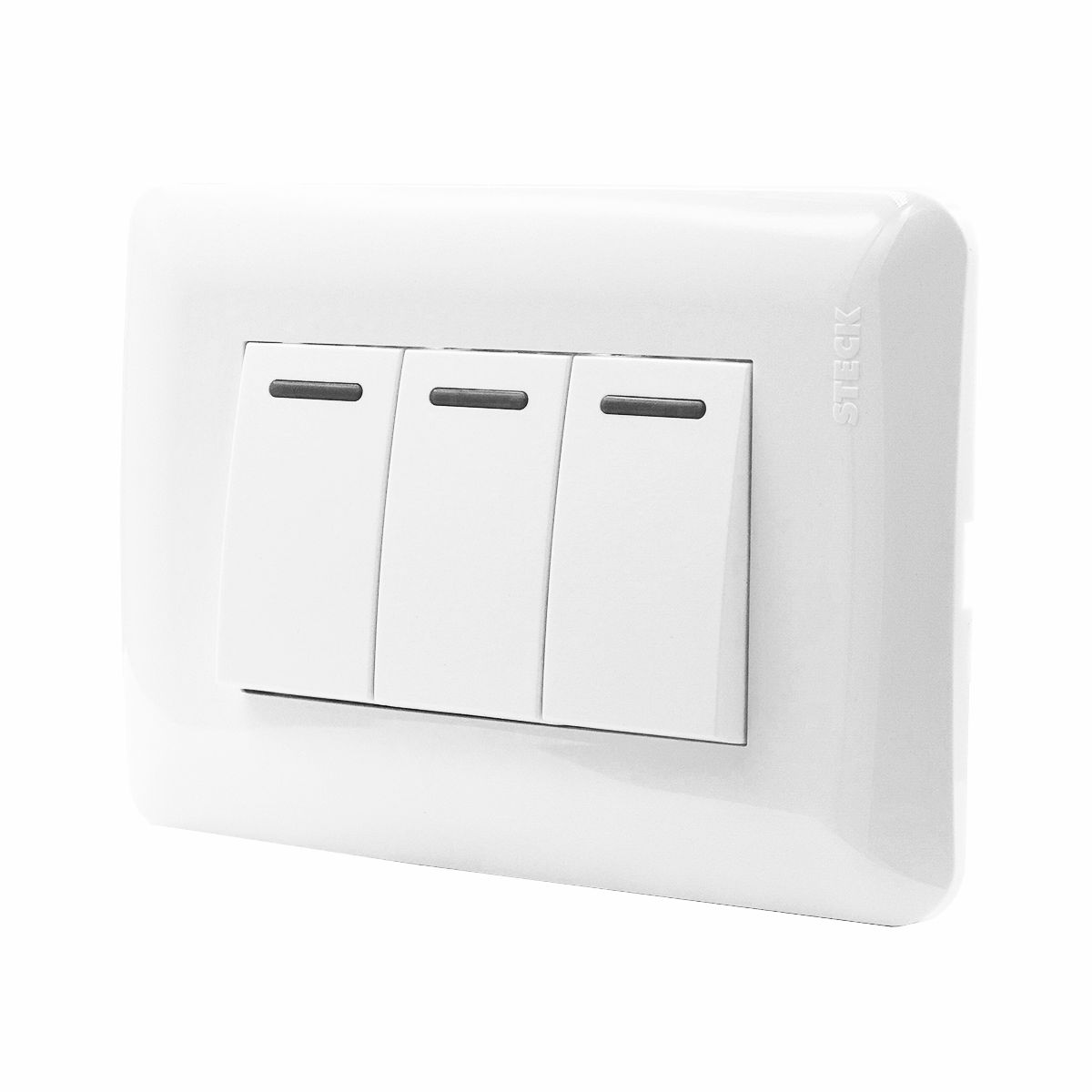 STECK - Interruptor Triple Simple 250V 10A Blanco