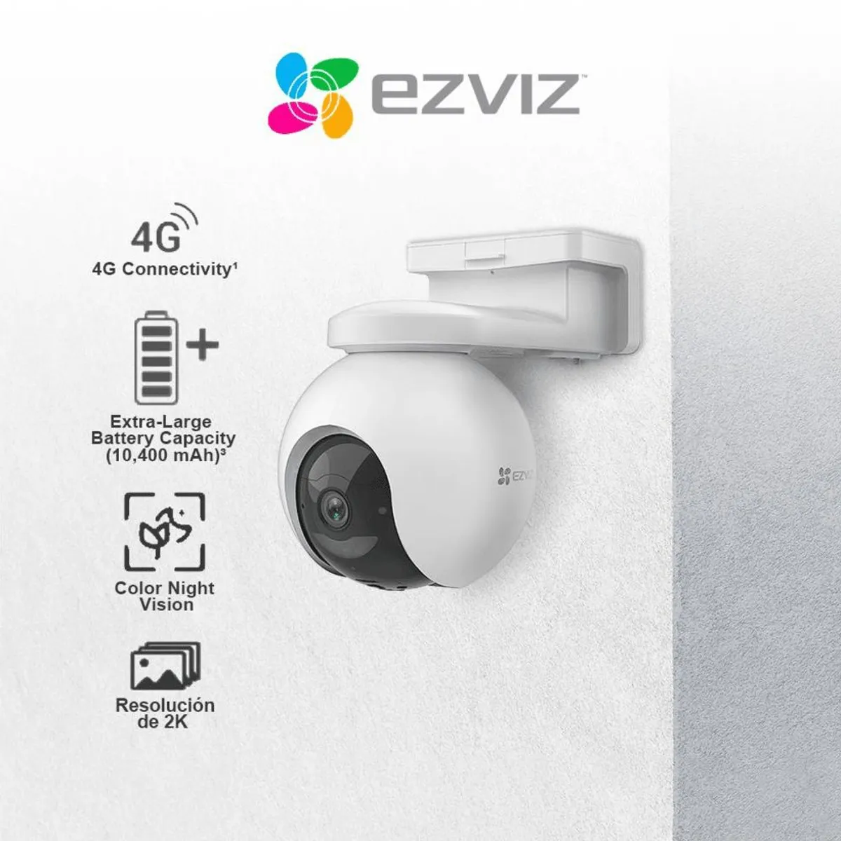 EZVIZ - Cámara de Seguridad + Panel Solar Exterior Ezviz EB8 4G 2k