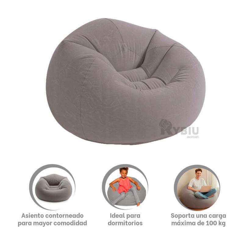 GENERICO - Sofá Puf Para Dormitorio o sala Plomo 107x104x69