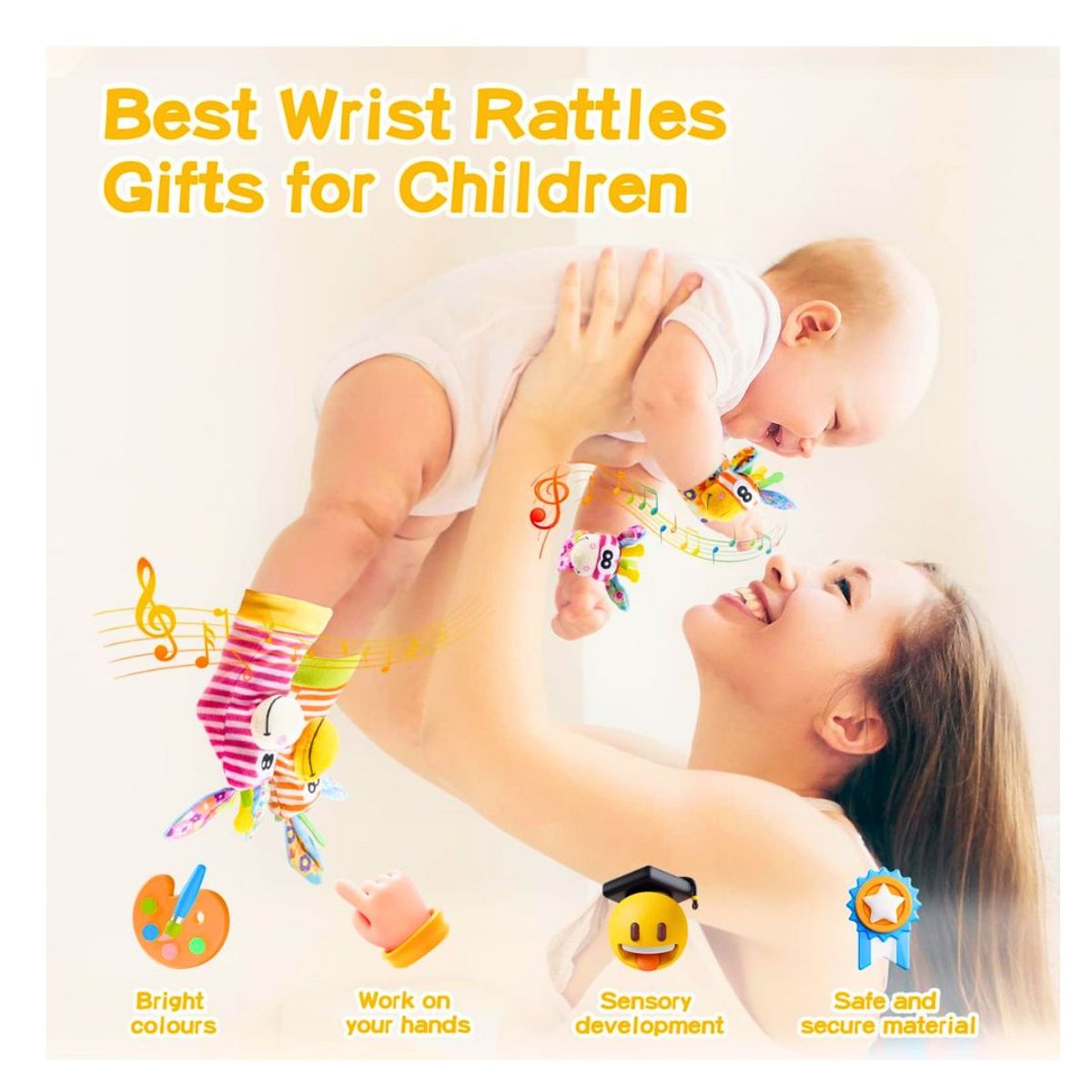 GENERICO - Set Sensorial Medias y Muñequeras para bebe 4 piezas mod5