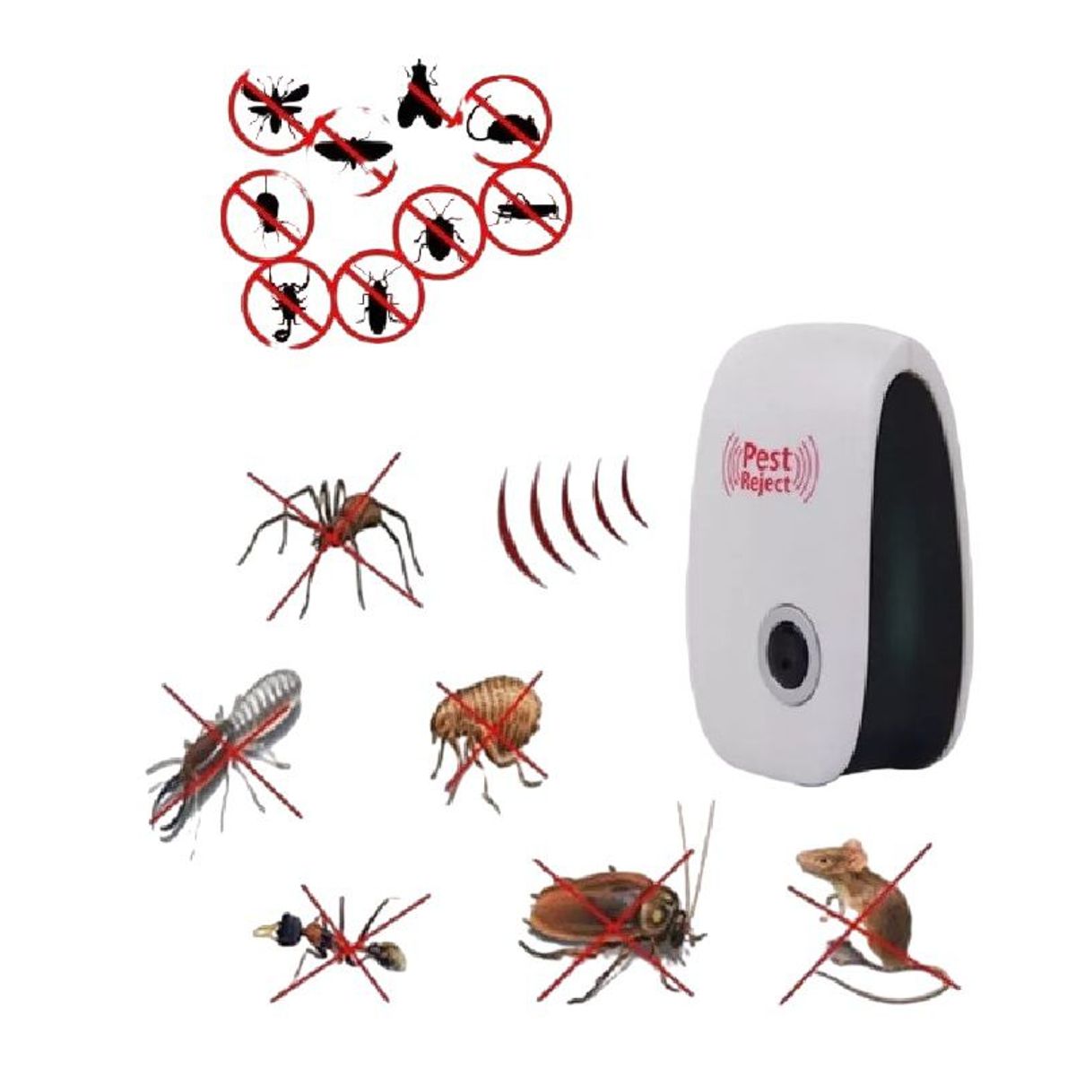 GENERICO - REPELENTE ULTRASÓNICO HOGAR INSECTO RATA ARAÑA CUCARACHAS