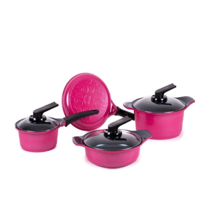 ROICHEN - Juego de ollas de 7 piezas raspberry sorbet Roichen