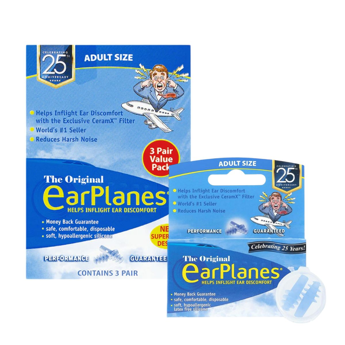 GENERICO - Tapones para Dolor de Oído en Avión  Adultos (4 pares) - EARPLANES